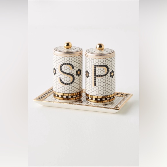 Anthropologie bistro tile salt & pepper shakers - Picture 2 of 9